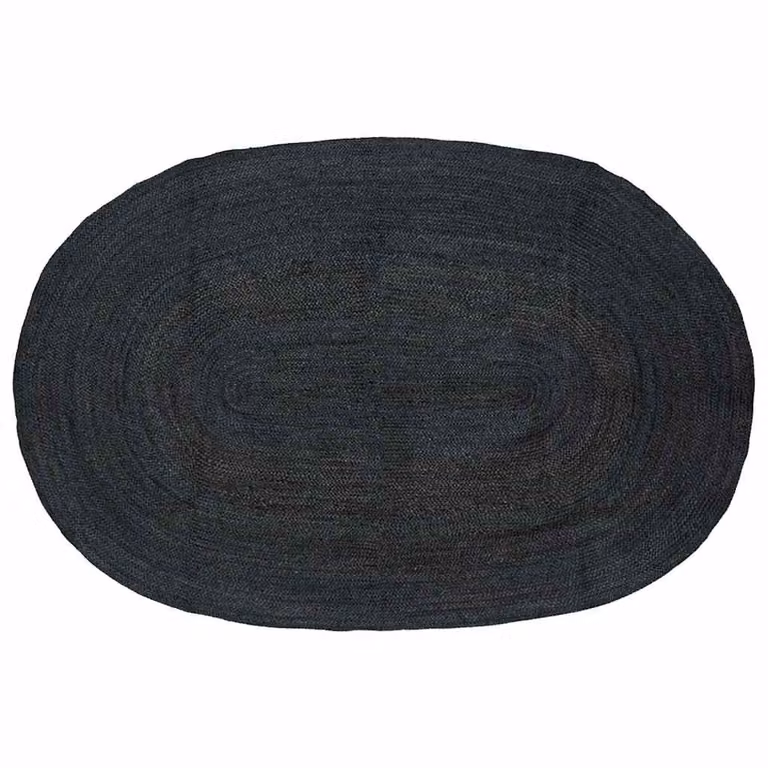 Tappeto ovale moderno in juta vidaXL, Lavabile, L 205 cm x P 305 cm, Nero