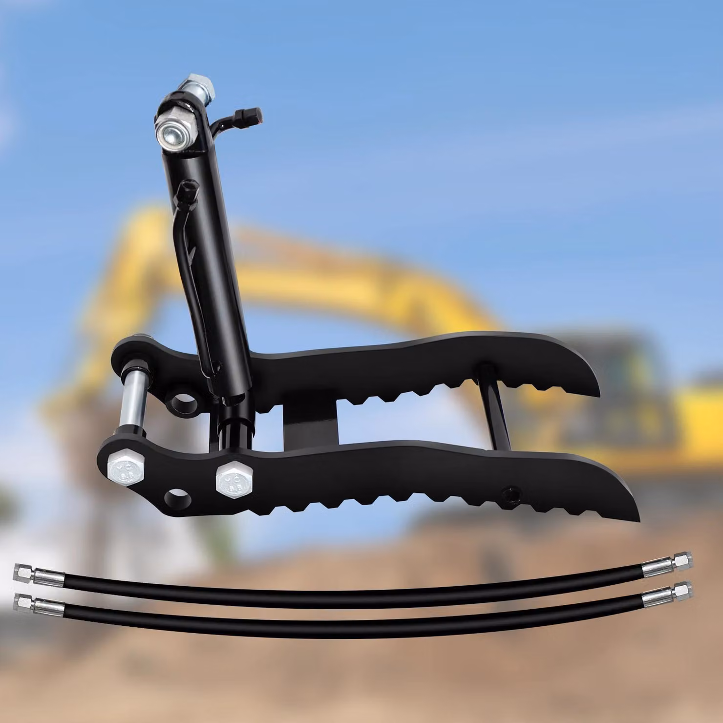 Pinza idraulica per braccio di escavatore per miniescavatori - Fissaggio a bulloni - Bullone da 25 mm - 2 fori - Adatta per miniescavatori cinesi - Utilizzo agricolo