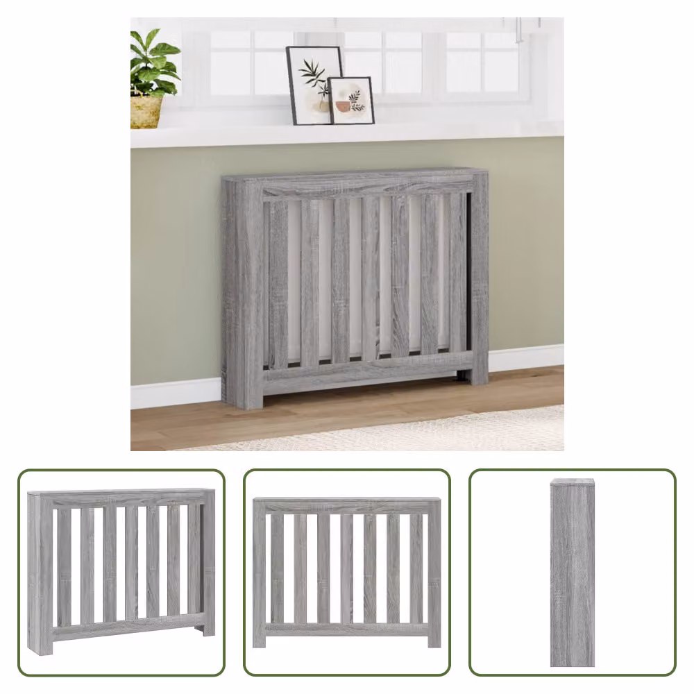 The Living Store Rivestimento per radiatori Grigio Sonoma 104x20x82 cm Materiale a base di legno
