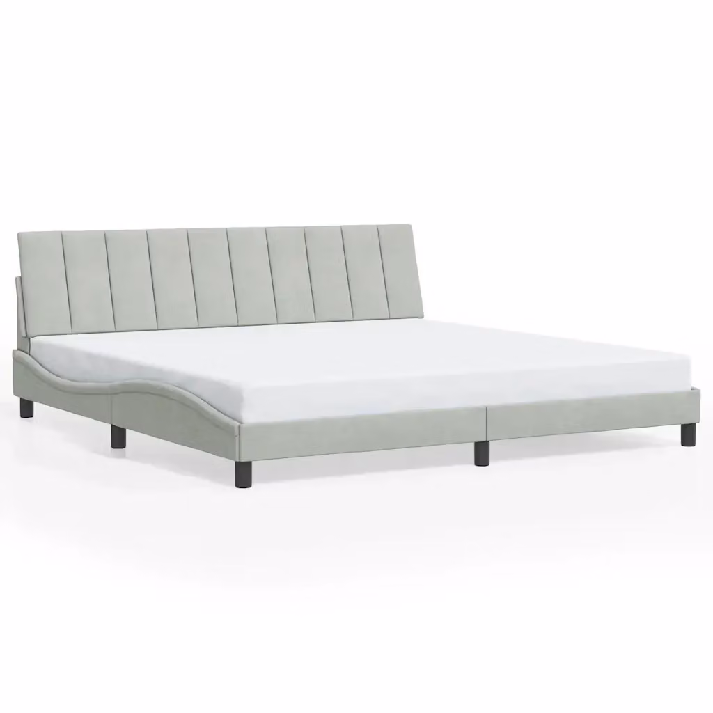 vidaXL Giroletto Hanko senza Materasso in Velluto Grigio Chiaro L 200 cm x P 200 cm – 2