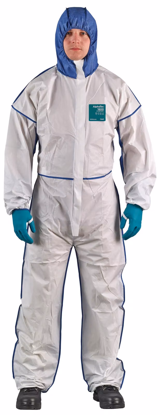 Tuta ANSELL AlphaTec 1800 Comfort taglia XL bianco/blu PPE III - WN18B-00195-05