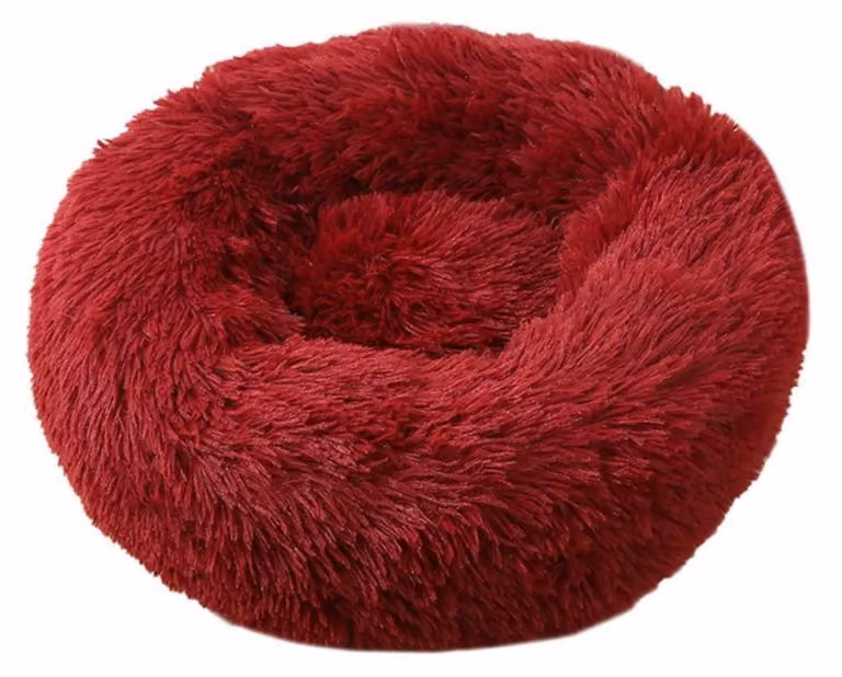 Cuccia per cani, cuccia per gatti, morbida, rotonda, in peluche, diametro 90 cm, color borgogna