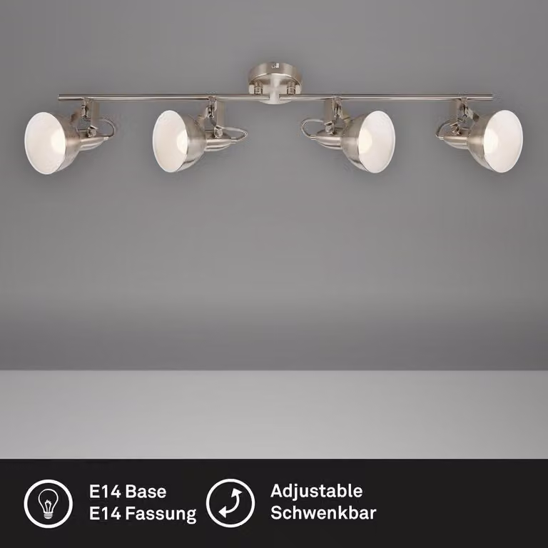 Plafoniere Plafoniere spot retrò bianco 4 xE14 40W orientabile e girevole Briloner