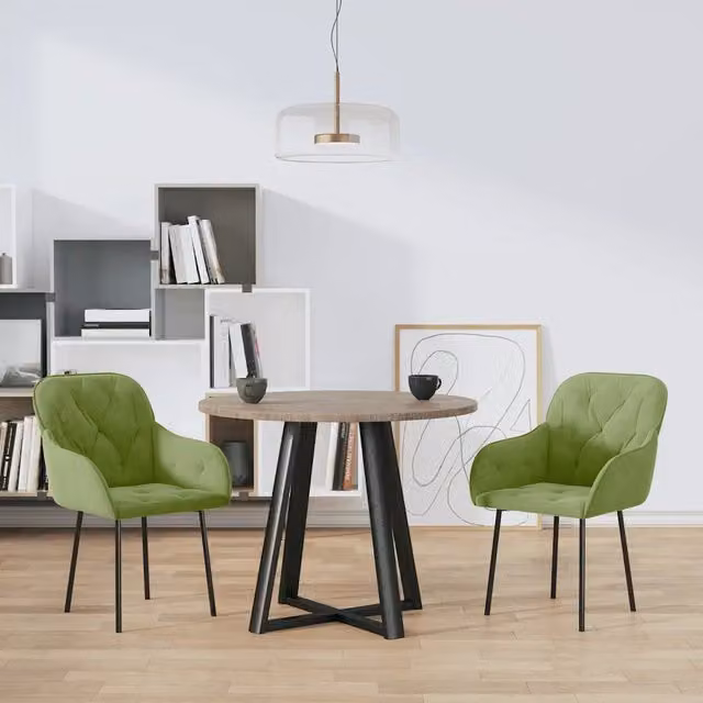 Set di 2 sedie da pranzo vidaXL in velluto verde con struttura in metallo e plastica per soggiorno o cucina