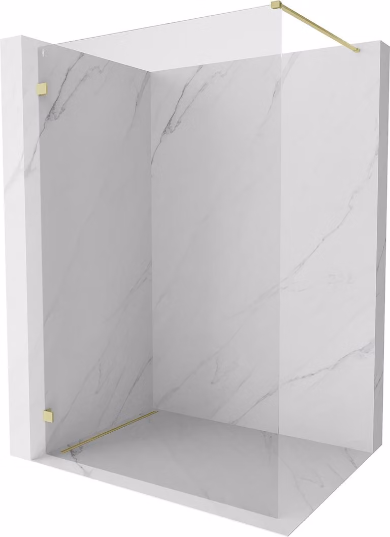 Mexen Lunar parete doccia Walk-in sinistra 60 x 200 cm, trasparente 8 mm, oro spazzolato - 830-060-000-55-00-L