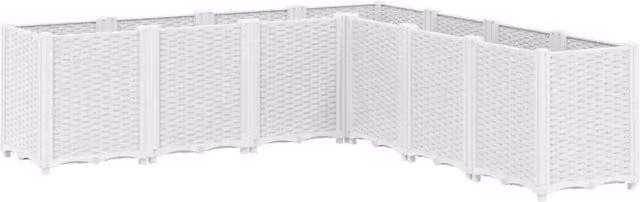 Fioriera modulare bianca 160 x 160 x 53 cm ideale per piante rampicanti stile rattan in PP bianco 02_0047458