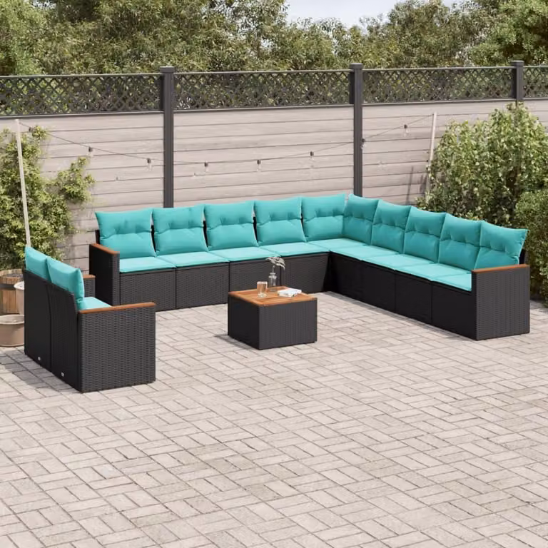 Maison Exclusive - Set da giardino 12 pezzi con cuscini, polyrattan nero