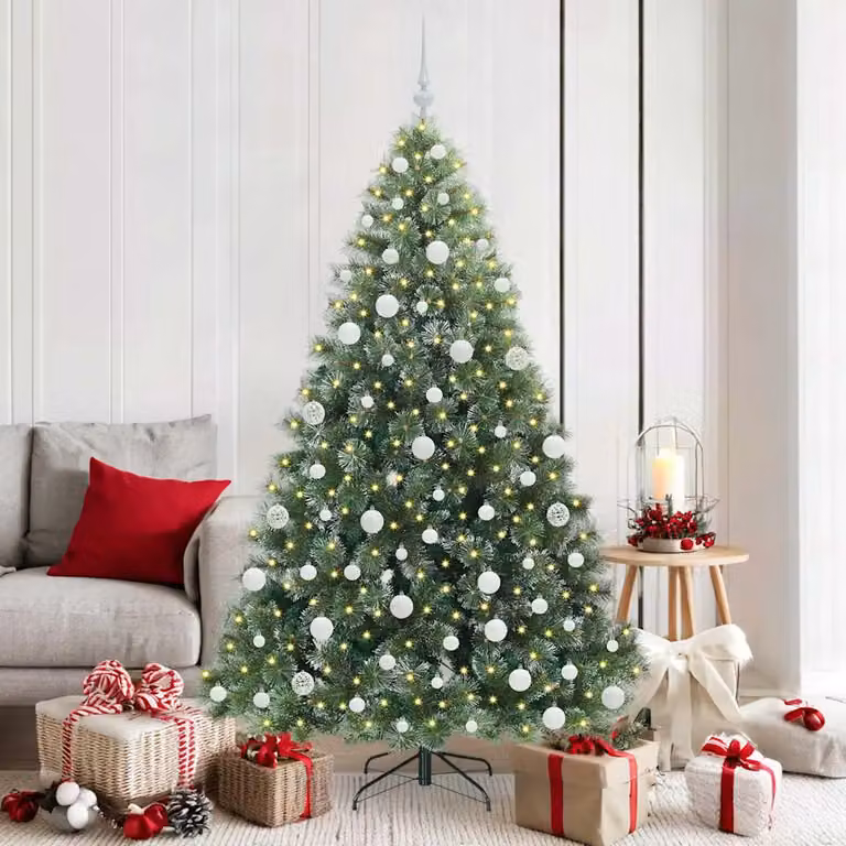 Albero di Natale artificiale moderno vidaXL verde con 300 LED luce bianca calda in PE e PVC, Altezza: 180 cm