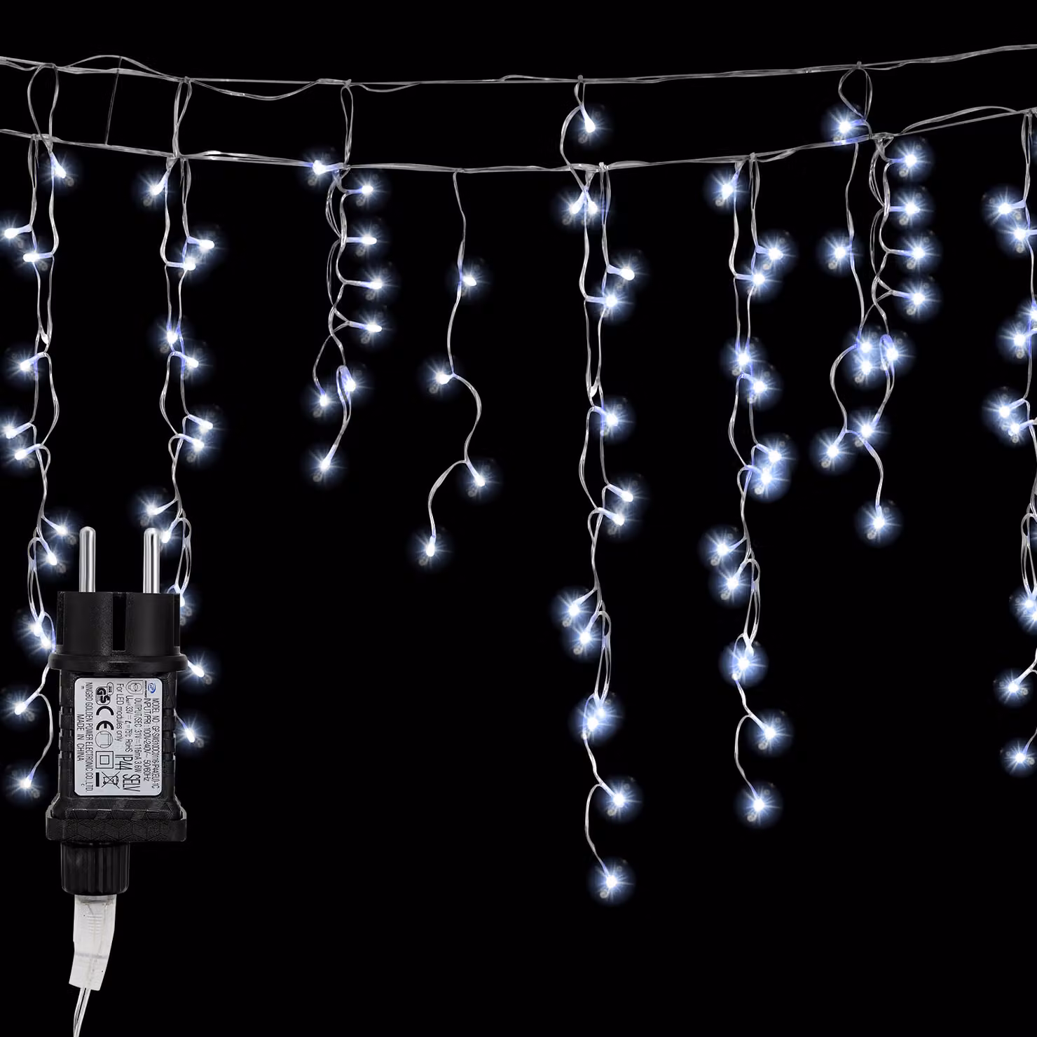 Jayseuw 10M LED pioggia di ghiaccio luci fata tenda interna 400 LED ghiaccioli luci di Natale 8 modalitàDecorazione natalizia festa giardino bianco freddo