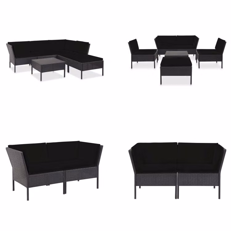 vidaXL set salotto da giardino 6 pezzi con cuscini in poly rattan nero - set salotto da giardino - set salotto da giardino - salotto da giardino - salotti da giardino