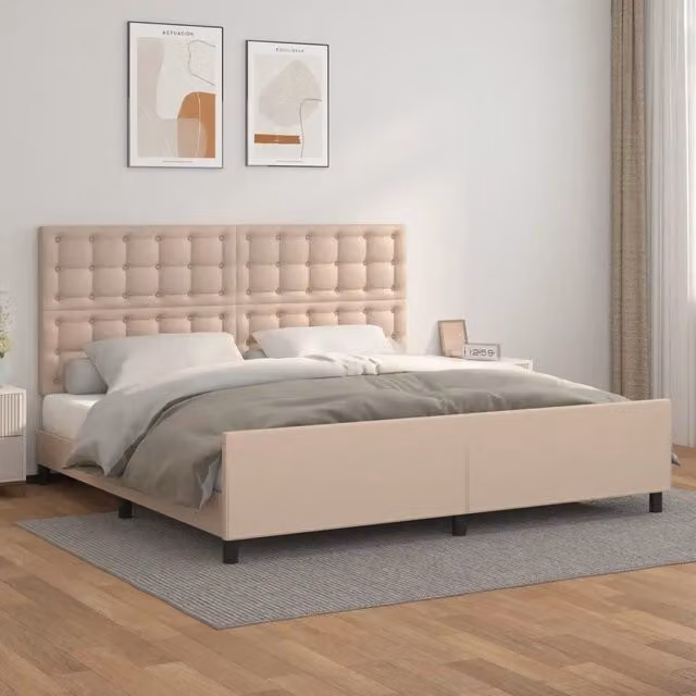 Letto con testiera vidaXL in similpelle beige 200x200 cm – 1