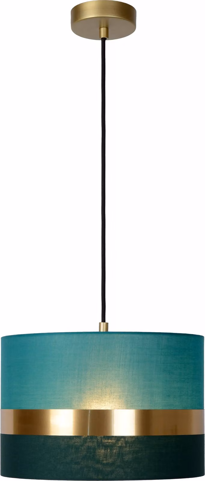 Lampada a sospensione EXTRAVAGANZA verde-turchese 1xE27x40W in tessuto, dimensioni: 152,5x30x30 cm, IP20, Lucide