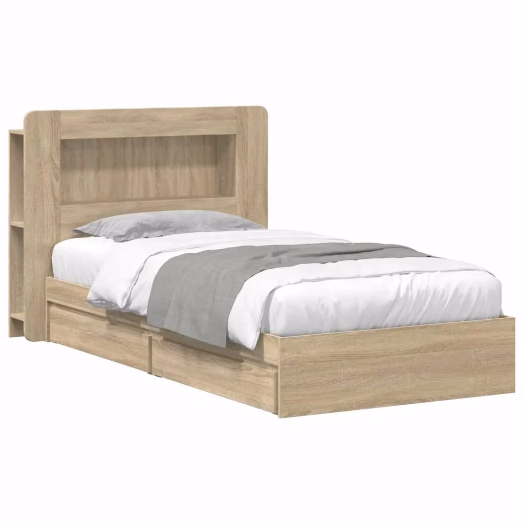 Telaio letto con contenitore e cassetti vidaXL in legno color marrone L/P/H: 190 x 75 x 140 cm – 2