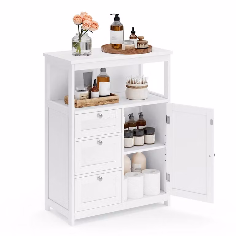 Mobile da Bagno con 3 Cassetti Bianco