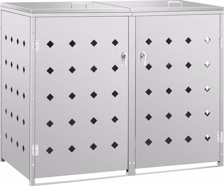 Copribidone per Spazzatura Doppio 240 L in Acciaio Inox