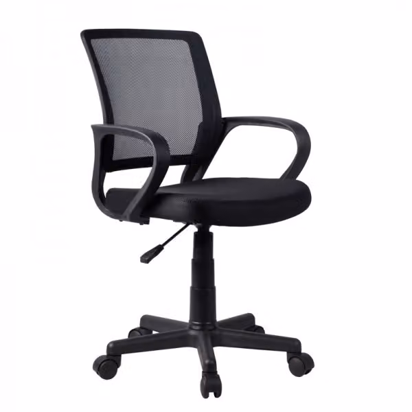 Sedia da ufficio Casa Dolce OZZ, per bambini, 53x56,5x81-93 cm, tessuto e rete, regolabile in altezza, nera, con braccioli