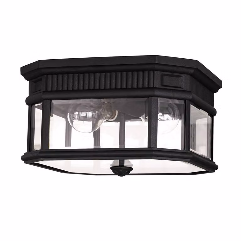 Plafond per esterni Cotswold Lane 2xE27 nero Feiss FE-COTSLN-F-BK