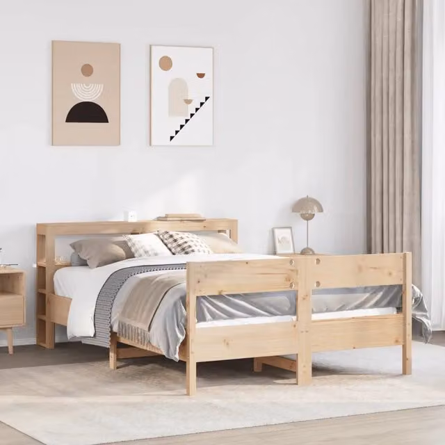 Letto senza Materasso-Struttura Letto 120x200 cm in Legno Massello di Pino 839906