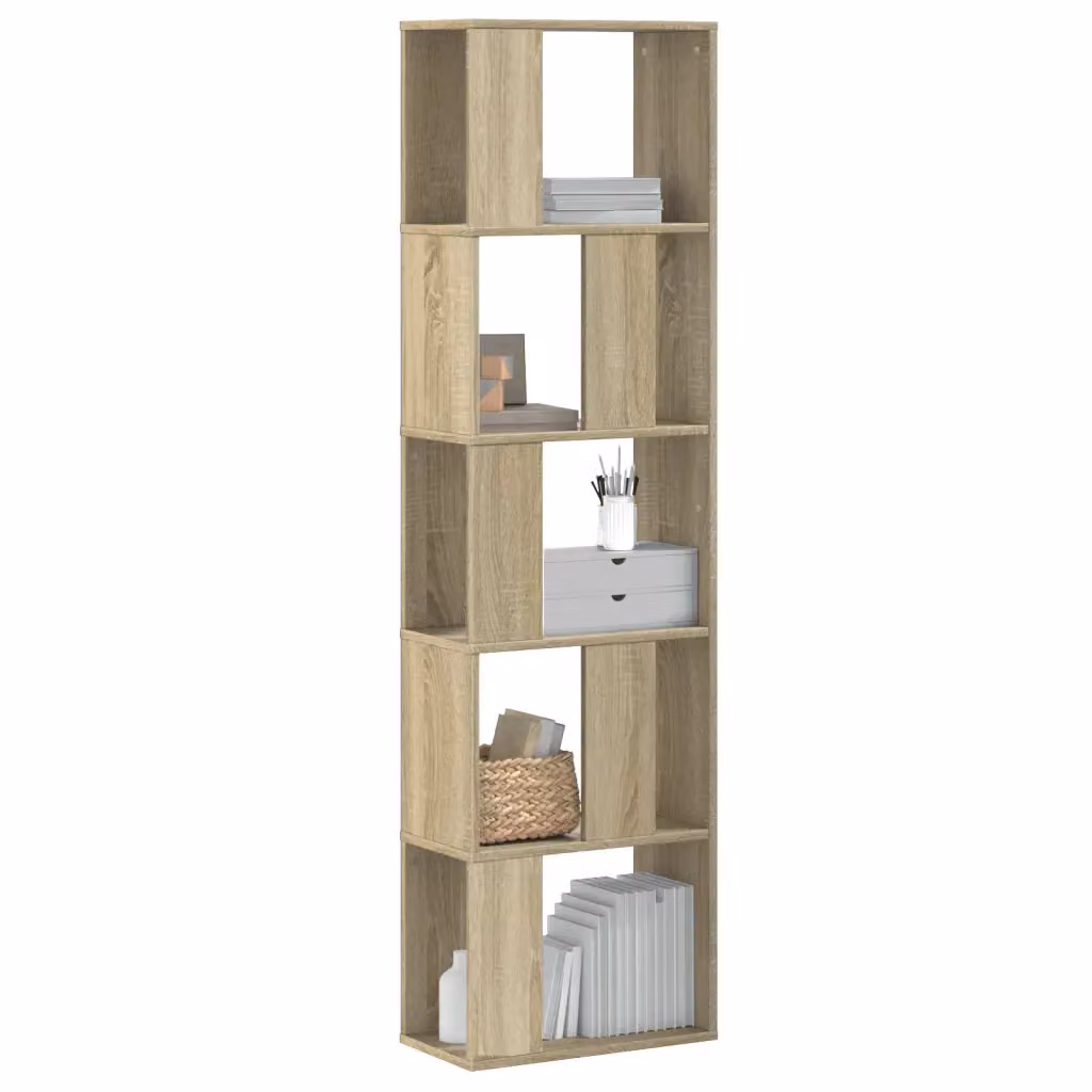 Libreria moderna vidaXL con 5 ripiani in legno color rovere, L 45 cm x P 23,5 cm x H 162,5 cm