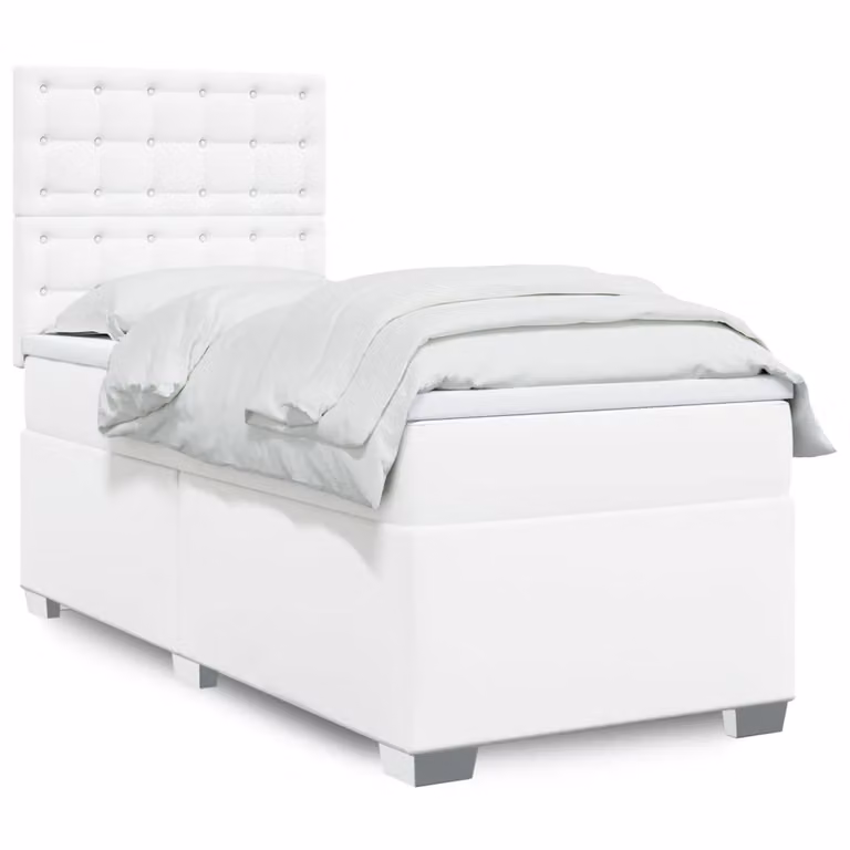 Maison Exclusive - Giroletto a Molle con Materasso Bianco 90x200 cm in Pelle finta