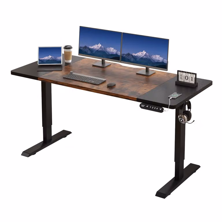 Hilodesk 160cm Scrivania elettrica regolabile in altezza con funzione di memoria Scrivania per computer, scrivania in piedi, tavolo da gioco, marrone