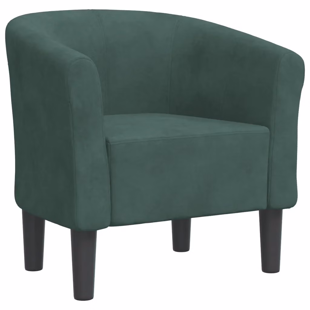 Poltrona moderna vidaXL in velluto verde scuro con struttura in legno e plastica e braccioli – 2