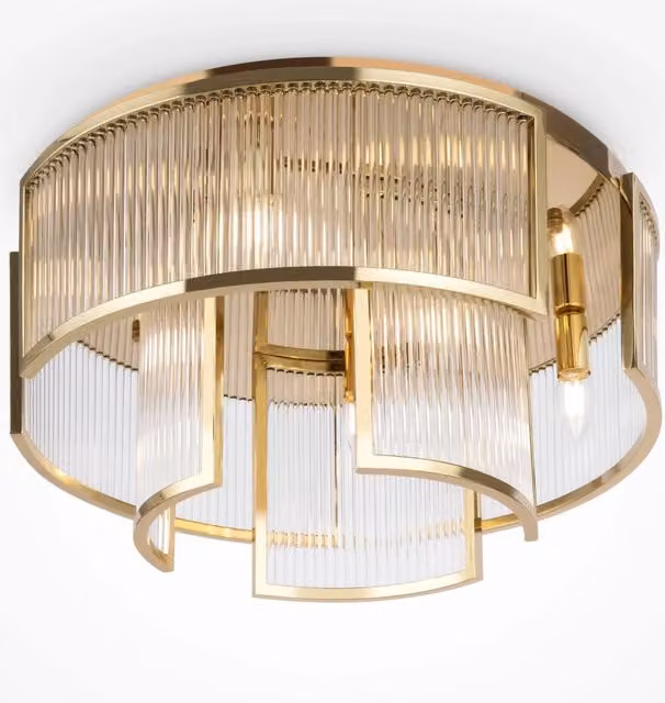 Plafoniera Moderna Frame 6 Luci E14 60W Metallo Oro Ip20
