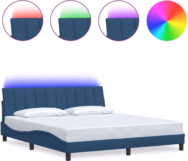Letto matrimoniale | Letto per adulti | Giroletto senza Materasso Hanko Blu 180x200 cm in Tessuto