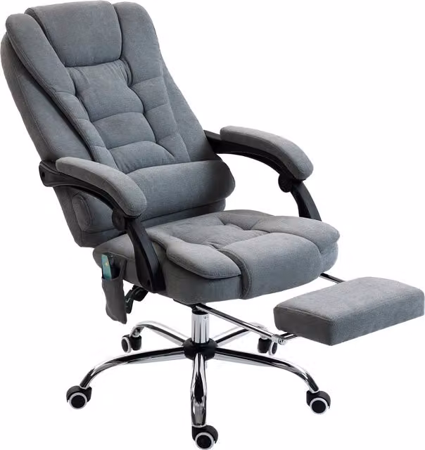 Poltrona da Ufficio Massaggiante e Riscaldante Aosom, Sedia Ergonomica con Schienale Reclinabile e Altezza Regolabile, Grigio, L/P/H: 70 x 65 x 111-119 cm – 1