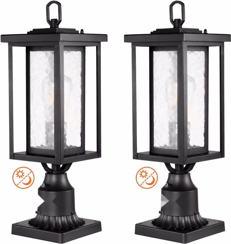 Lampada da esterno con sensore crepuscolare - Lampada da terra in alluminio resistente alle intemperie - Lampada da sentiero E27 per l'illuminazione del giardino - Lampada da esterno