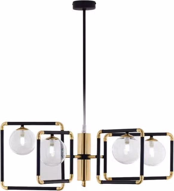 Lampadario moderno nero oro sfere vetro 5xG9 Jupiter