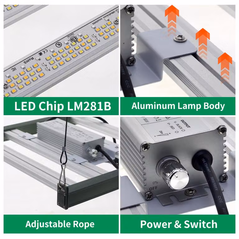 Lampada di coltivazione Mini LED a spettro completo - Potenza: 200W - Alloggiamento in alluminio