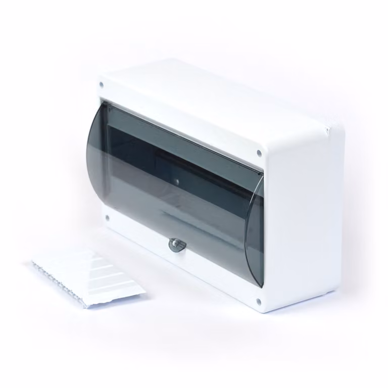 Scatola di distribuzione da esterno IP40 con vetro fumé / 1 fila - 12 moduli