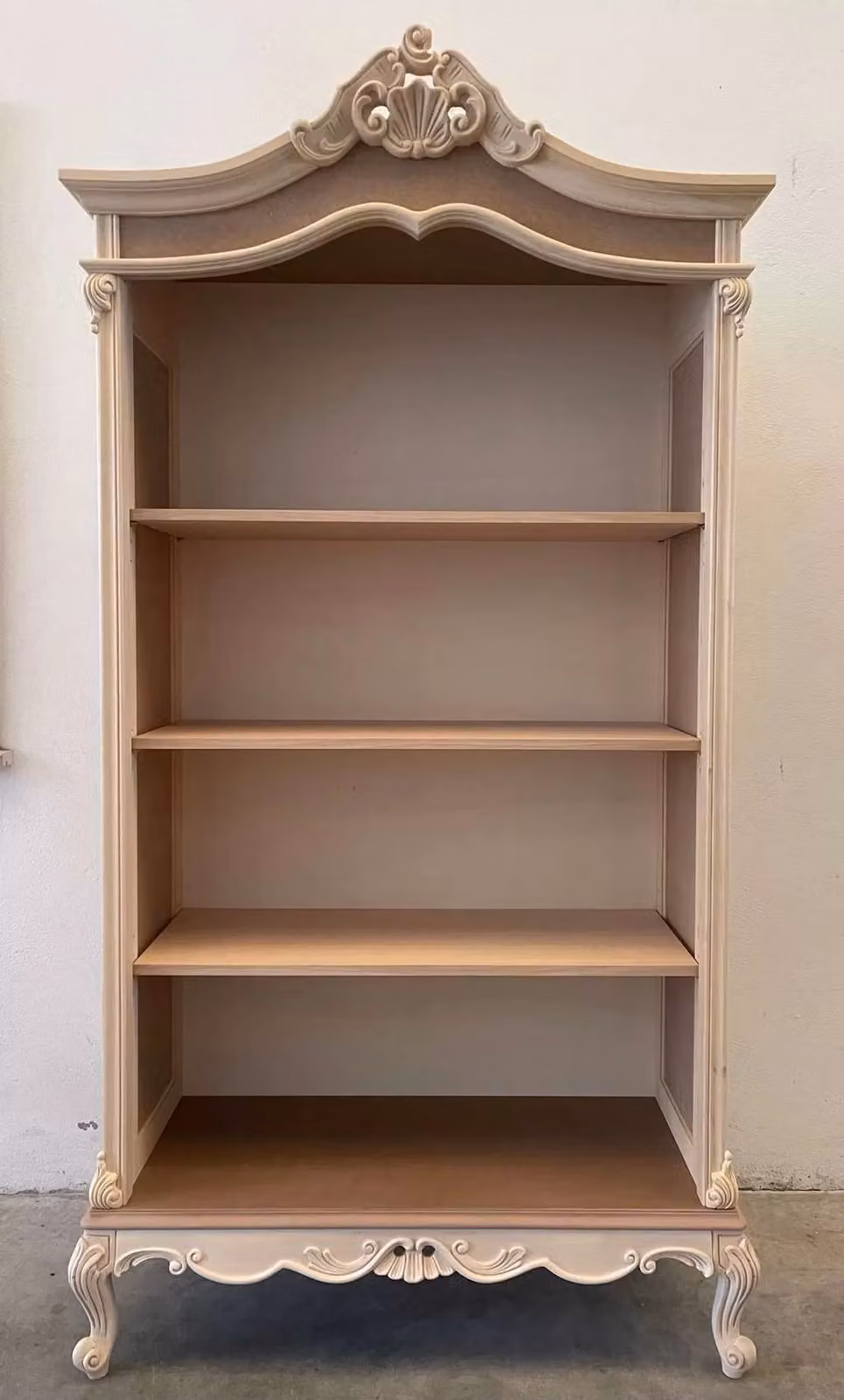 Libreria a giorno classica in legno di faggio e pino con 3 ripiani Mobili 2G L: 114 cm, P: 47 cm, H: 217 cm
