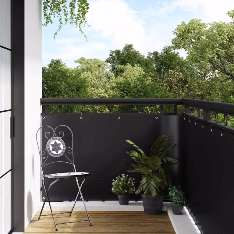 Schermo per balcone vidaXL in polyrattan nero, L: 500 cm, H: 80 cm