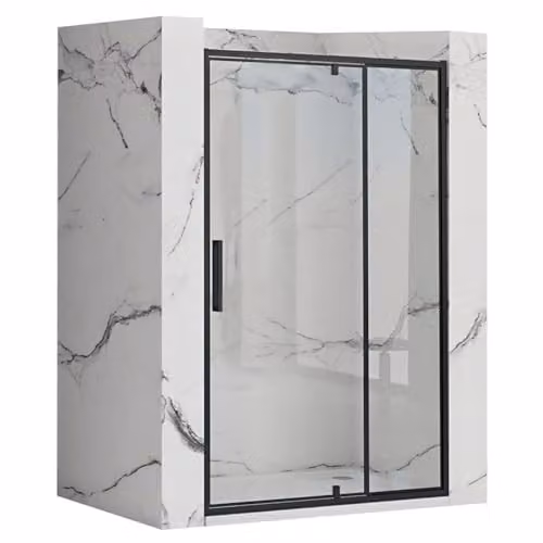 Rea - Rapid Swing 120 Nero Porta Doccia Semiaperta Vetro Di Sicurezza Temperato Trasparente 6 mm (Nero) 2,5x120,5x195cm
