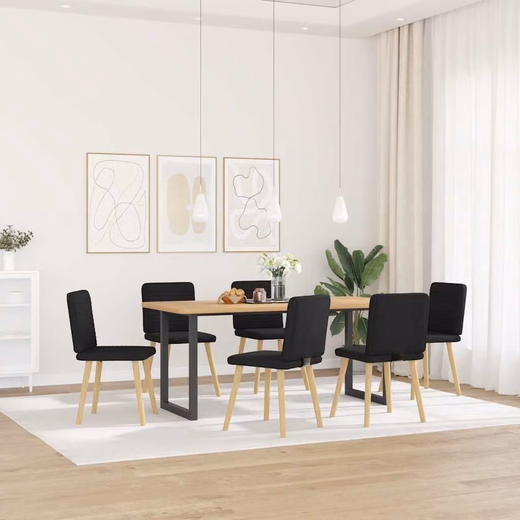vidaXL Sedie da Pranzo 6 pz Nere in Tessuto