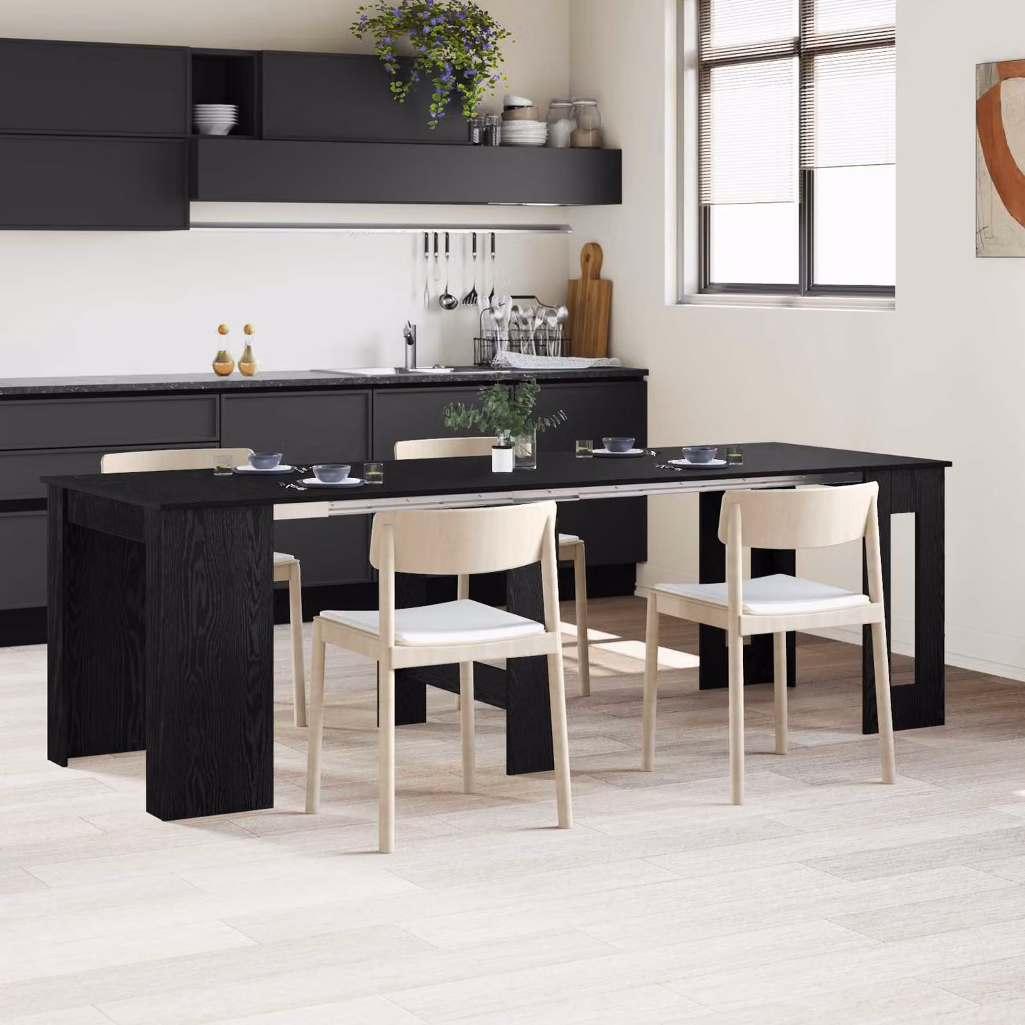 vidaXL Tavolo da Pranzo Moderno Rettangolare in Legno Composito Nero L: 240 cm, P: 85 cm, H: 75 cm