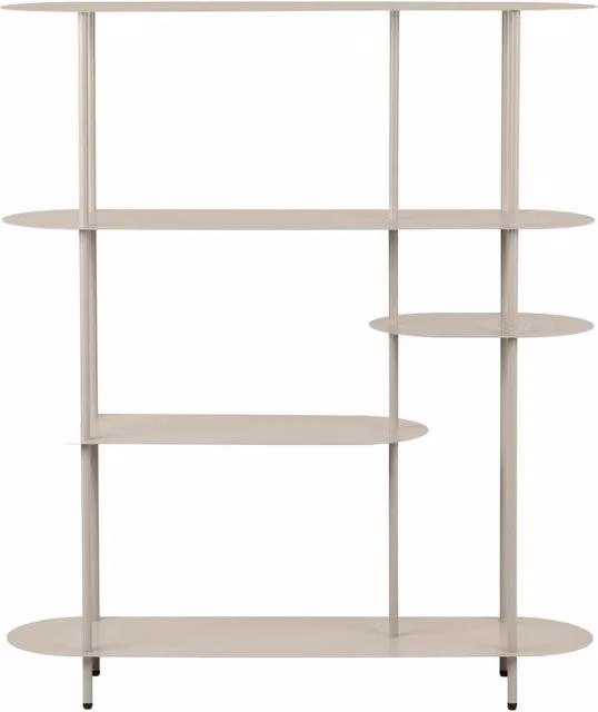 Libreria asimmetrica Rieti Vikasa Home con 5 ripiani in metallo color sabbia L/P/H: 118 x 31 x 139 cm