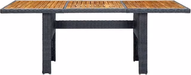 Tavolo da Giardino Grigio Scuro in Polyrattan e Massello Acacia 313310