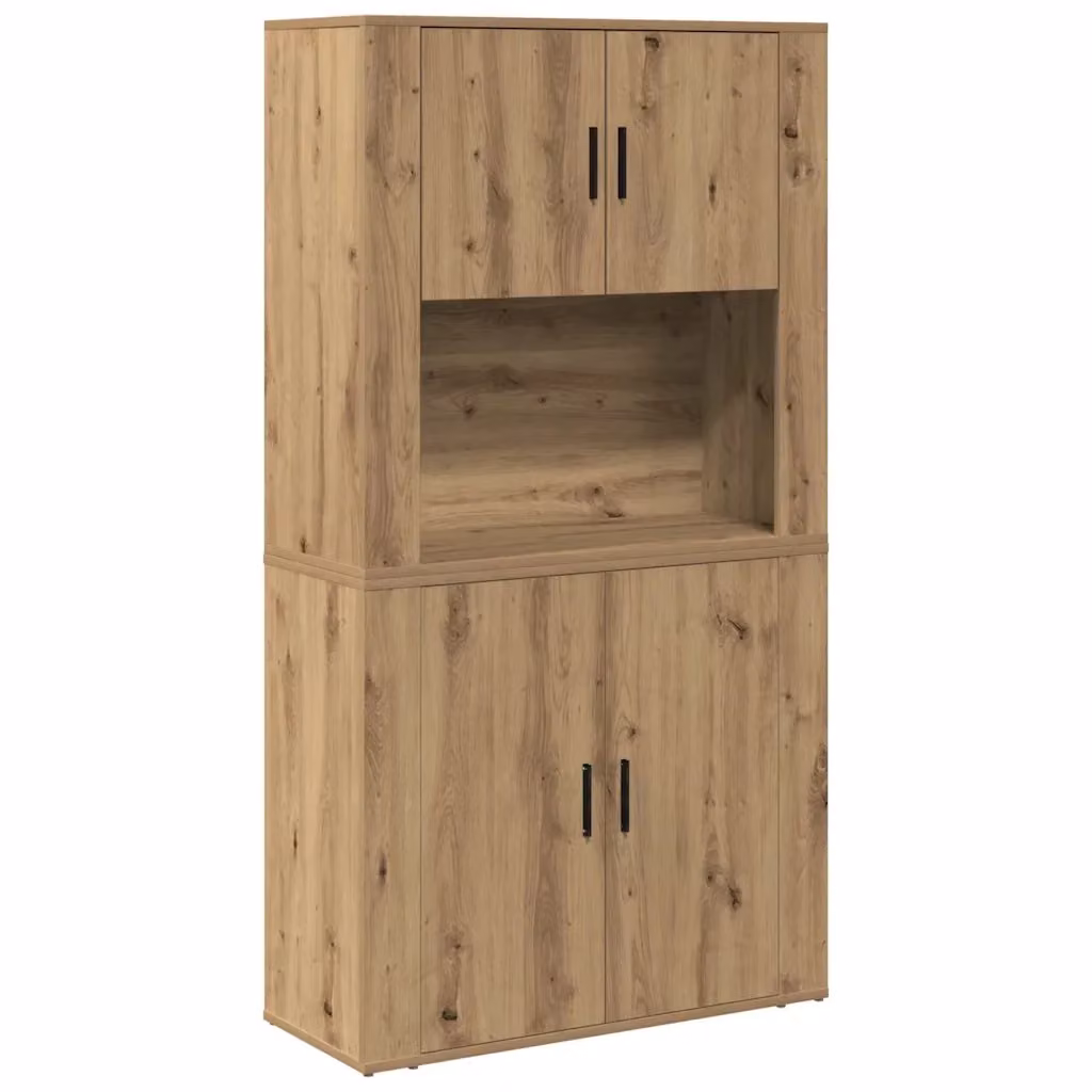 Credenza moderna vidaXL in legno e metallo marrone L 80 cm, P 33 cm, H 150 cm – 2