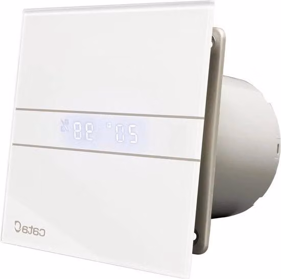 Ventilatore per la stanza da bagno con timer e rilevamento umidità - Fronte in vetro - Silenzioso - Classe di efficienza energetica B - 15 cm di larghezza