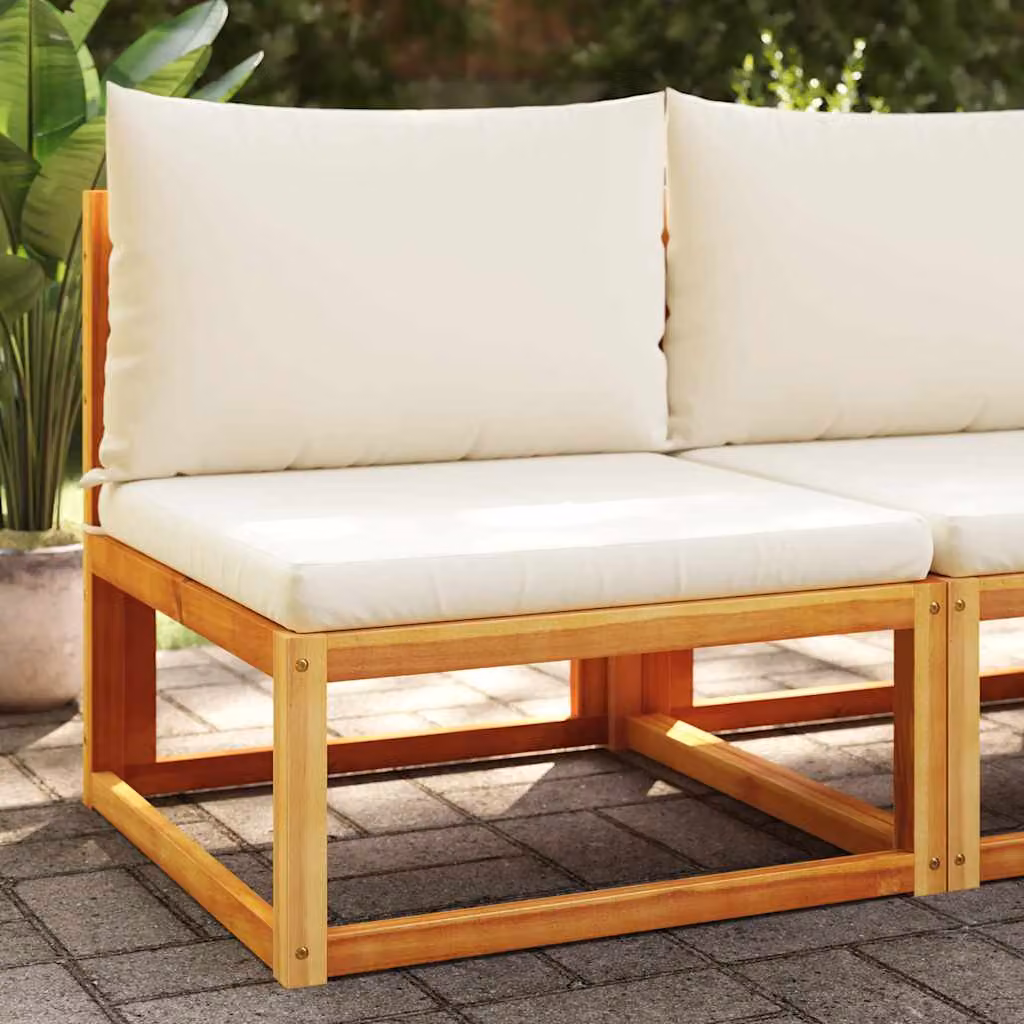 vidaXL Divano da giardino moderno in legno di acacia oliato e rattan con cuscini beige, marroni o bianchi e coperture rimovibili