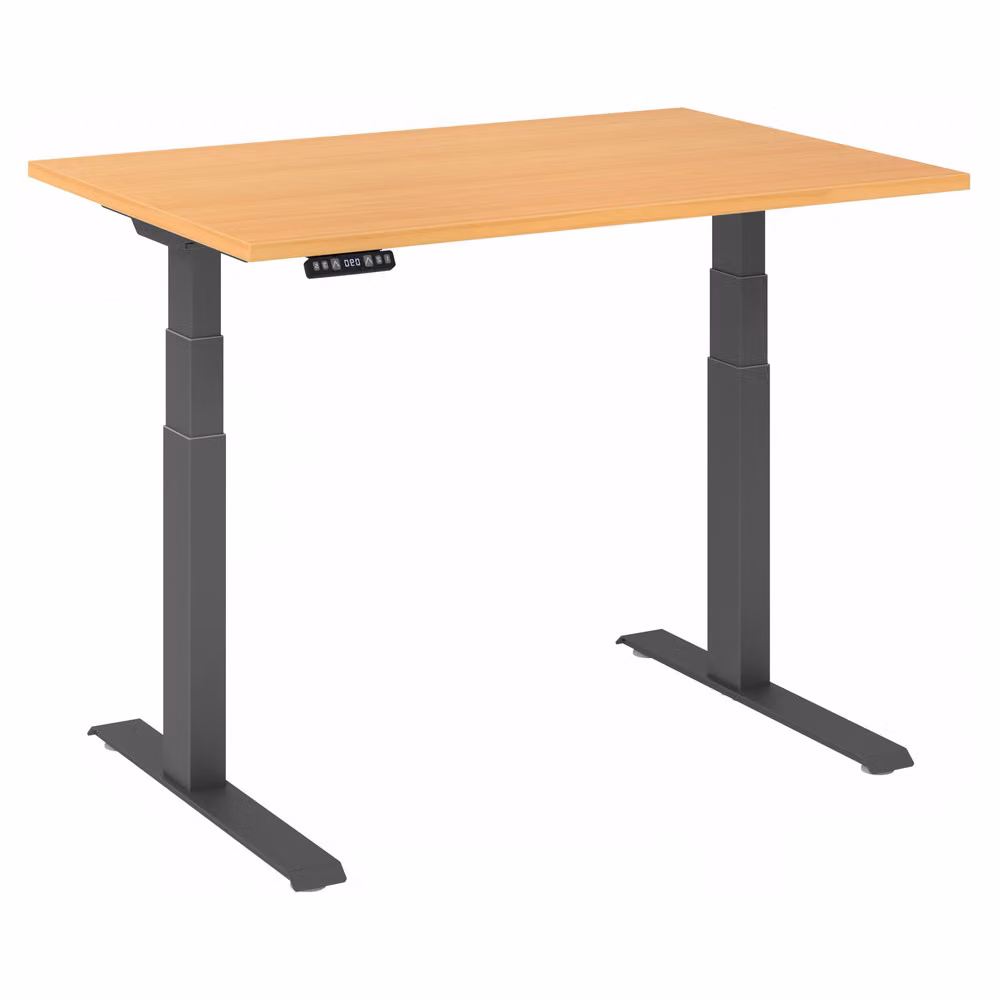 Scrivania regolabile in altezza XDKB | 2 motori | 120 - 180 cm | elettrica, dimensioni piano:120 x 80 cm, colore piano:faggio, colore struttura:grafite