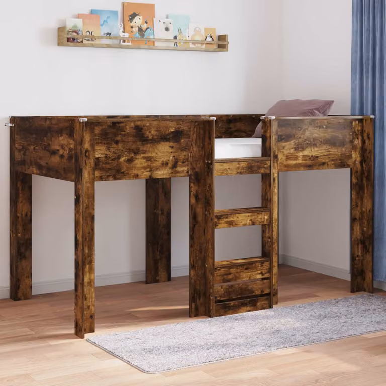 Letto a castello per bambini vidaXL in legno color rovere marrone L: 200 cm, P: 100 cm, H: 203 cm