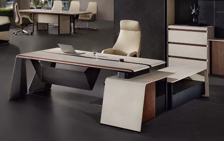 Design Büro Schreibtisch Tisch Sessel Einrichtung Ecktisch mit Stuhl 2tlg.