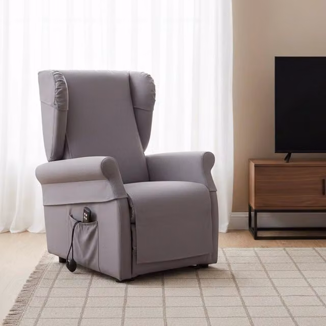 Poltroncina Treia DMORA Grigio, Poltrona Moderna Sfoderabile con Braccioli L: 75 cm, P: 84 cm, H: 107 cm – 1