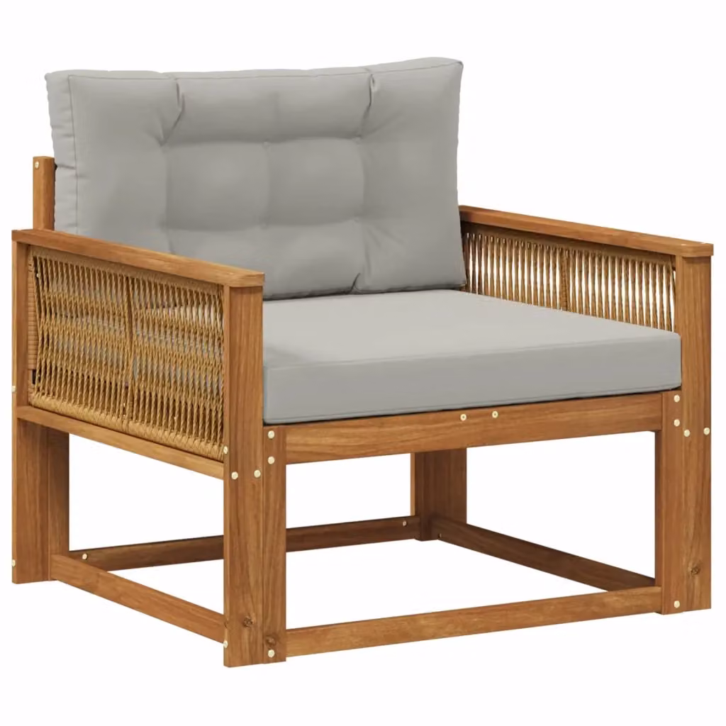 Divano centrale componibile per esterno DESIGN IN in legno di acacia massello con cuscini inclusi, colori marrone e grigio – 2