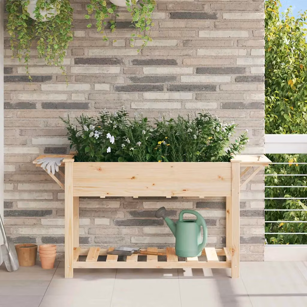 vidaXL Vaso da giardino in legno Beige L 155 x P 59 x H 76,5 cm