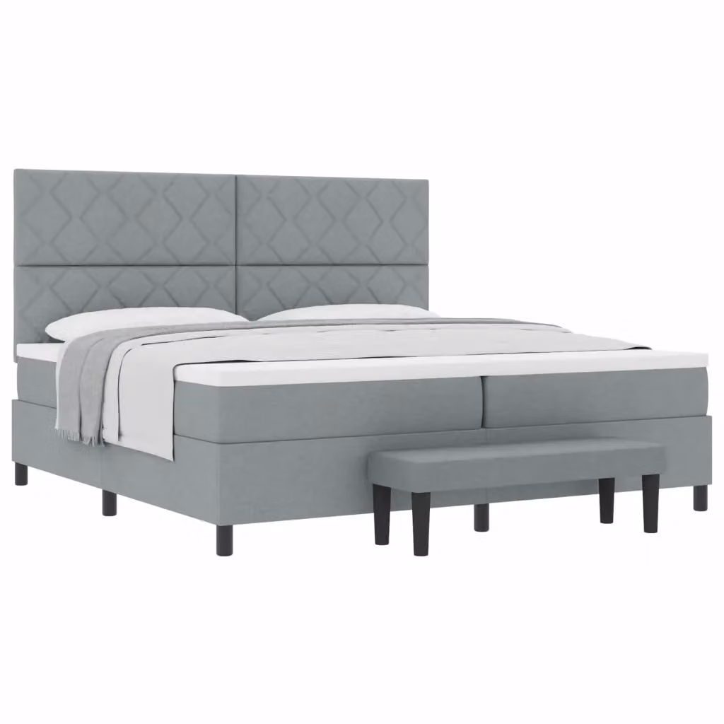 Letto ibrido con molle a tasche e testiera vidaXL in tessuto grigio, L/P/H: 200 x 200 x 280 cm – 2